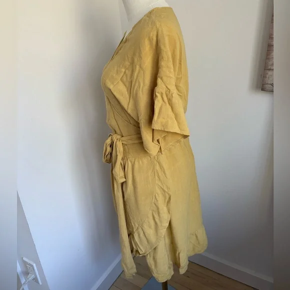 Mustard Yellow Wrap Dress - Picture 3 of 6